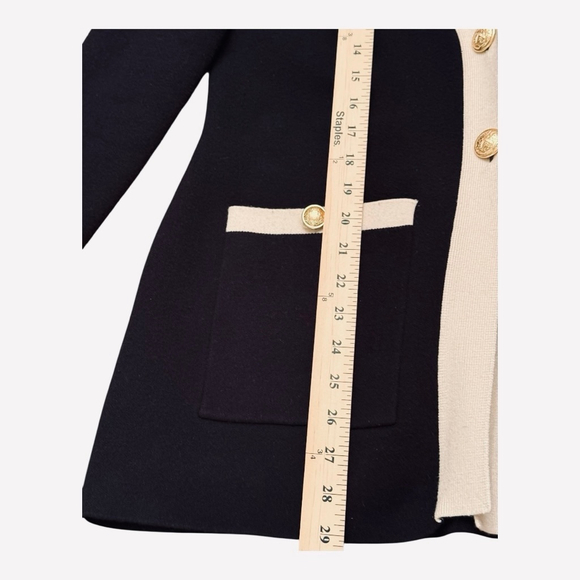 Women's EXPRESS Black & White Cardigan Sweater Gold Buttons Medium - Picture 11 of 12